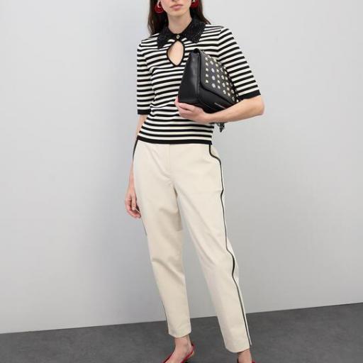 Polo de rayas con cuello de strass [1]