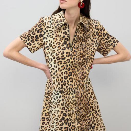 Vestido camisero corto animal print