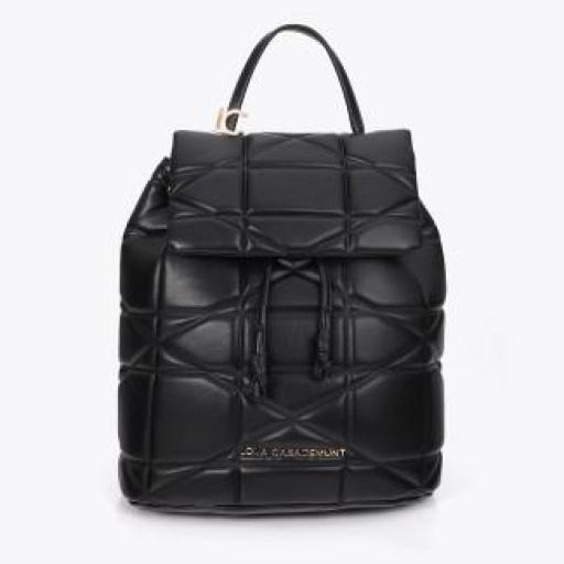 Mochila negra acolchada con logo