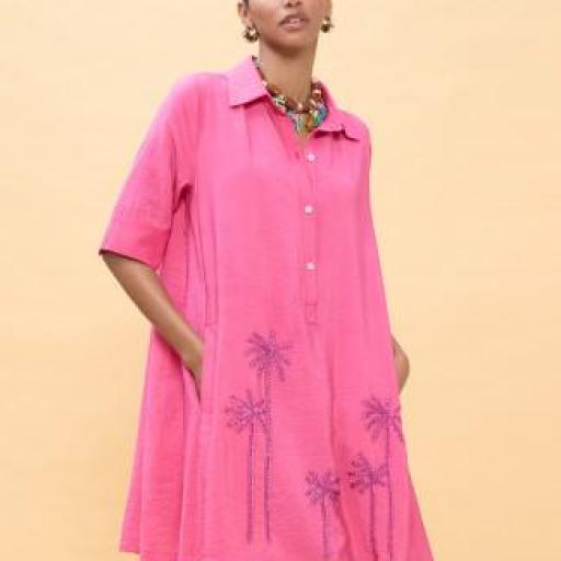 Vestido corto palmeras fucsia [2]