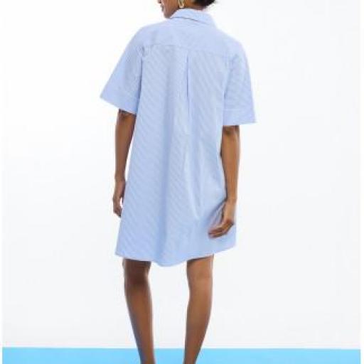 Vestido popelin rayas flores bordadas [1]