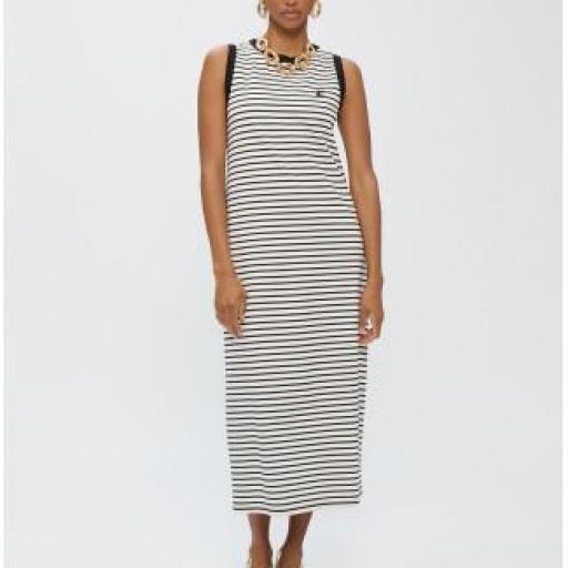 Vestido midi rayas en blanco y negro [0]