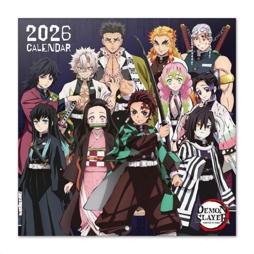 Calendario de pared de 12 meses de Demon Slayer de 2026