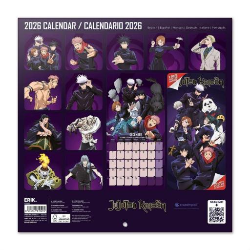Calendario de pared de 12 meses de Jujutsu kaisen de 2026 [1]
