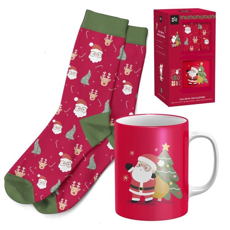 Taza Navidad Papa noel con calcetines