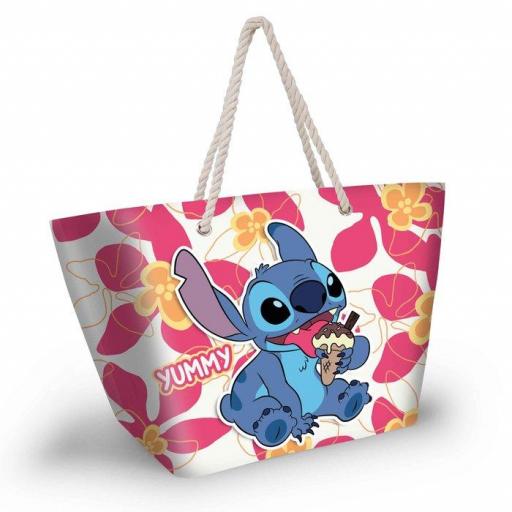 Bolso de playa rosa de Stitch 