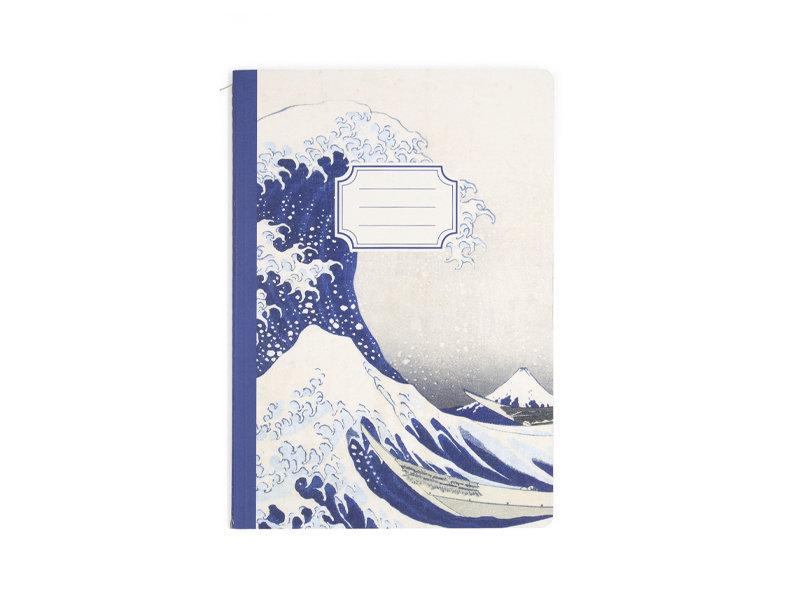 Cuaderno con lomo cosido de la gran ola de Kanagawa Hokusai