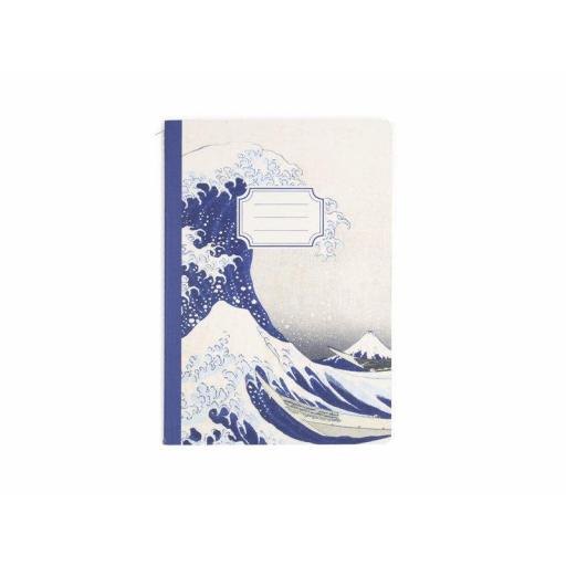 Cuaderno con lomo cosido de la gran ola de Kanagawa Hokusai