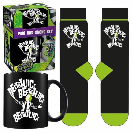 Caja regalo de taza + calcetines de Beetlejuice
