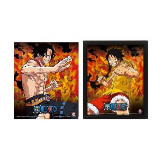 Cuadro 3D Luffy y Ace de One Piece