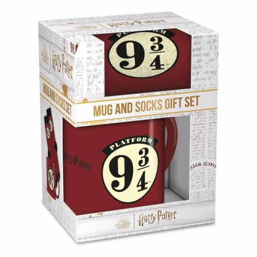 Caja regalo de taza + calcetines de 9 y 3/4 de Harry Potter