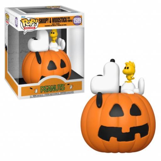 Funko pop 1589 Peanuts, Snoopy y Woodstock con calabaza