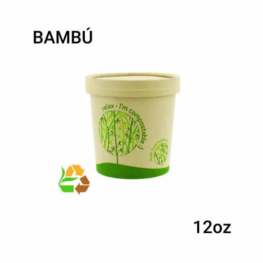 Soup cup bambú 12oz 250 unidades con tapa [0]