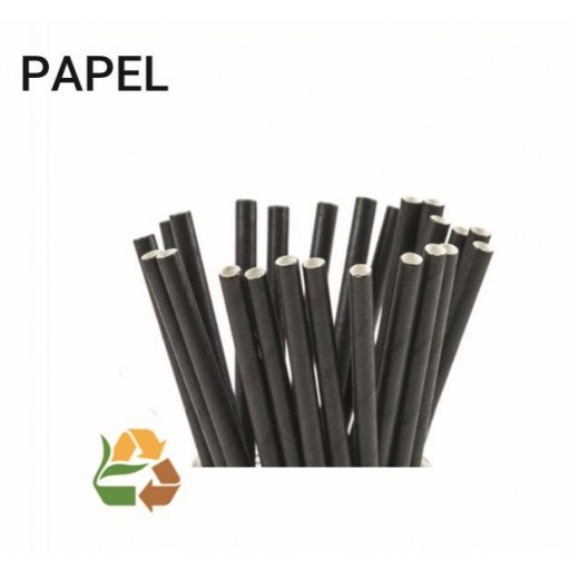 Pajita biodegradable papel 10000 unidades negra