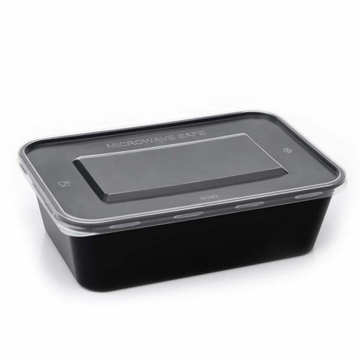 Envase rectangular PP base negra con tapa 650 ml 250 uds [0]