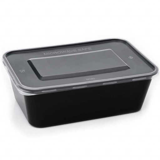 Envase rectangular PP base negra con tapa 750 ml 250 uds [0]