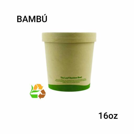 Soup cup bambú 16oz 250 unidades con tapa [0]