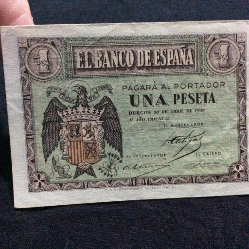 1 PESETA 1938 - GUERRA CIVIL - BURGOS 30 DE ABRIL  [2]