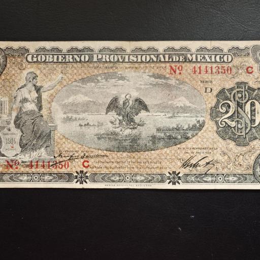 20 PESOS 1914 ESTADO PROVISIONAL DE MEXICO