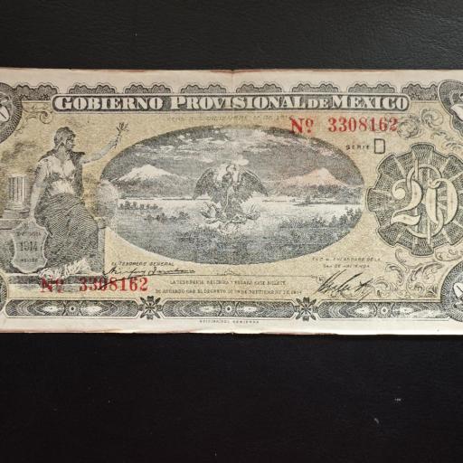 20 PESOS 1914 ESTADO PROVISIONAL DE MEXICO RESELLO VERACRUZ [0]