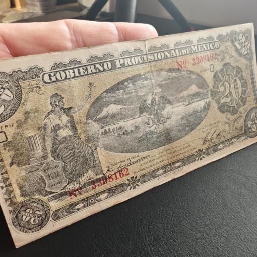 20 PESOS 1914 ESTADO PROVISIONAL DE MEXICO RESELLO VERACRUZ [2]