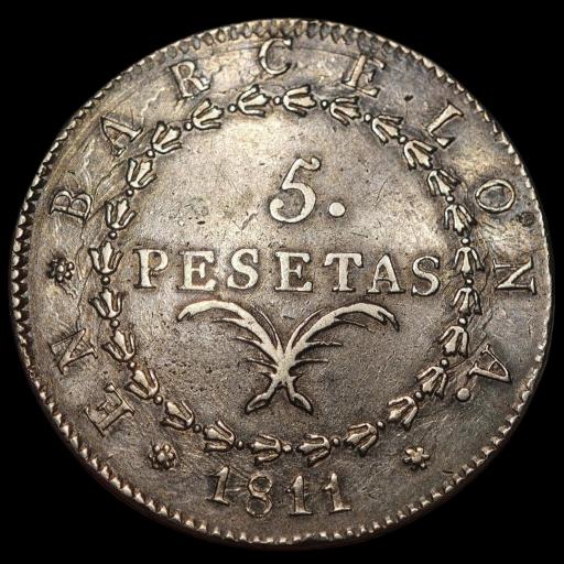 5 PESETAS 1811 - BARCELONA  [0]