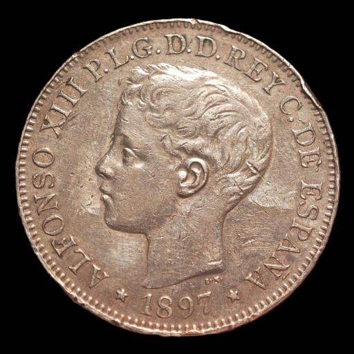1 PESO 1897 - ALFONSO XIII - ISLAS FILIPINAS 