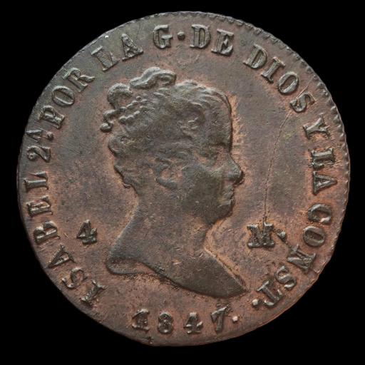 4 MARAVEDÍS 1847 - ISABEL II - JUBIA