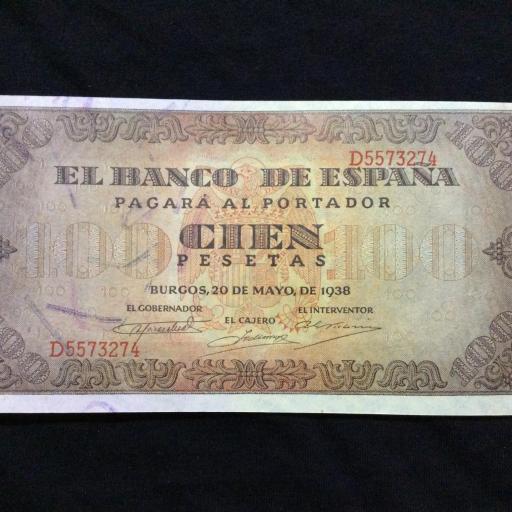 100 PESETAS 1938 - GUERRA CIVIL - BURGOS 