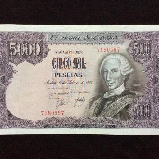 5000 PESETAS 1976 - SIN SERIE - CARLOS III 