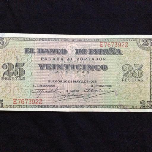 25 PESETAS 1938 - GUERRA CIVIL - BURGOS 