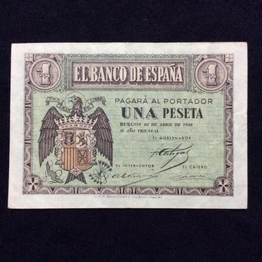 1 PESETA 1938 - GUERRA CIVIL - BURGOS 30 DE ABRIL 