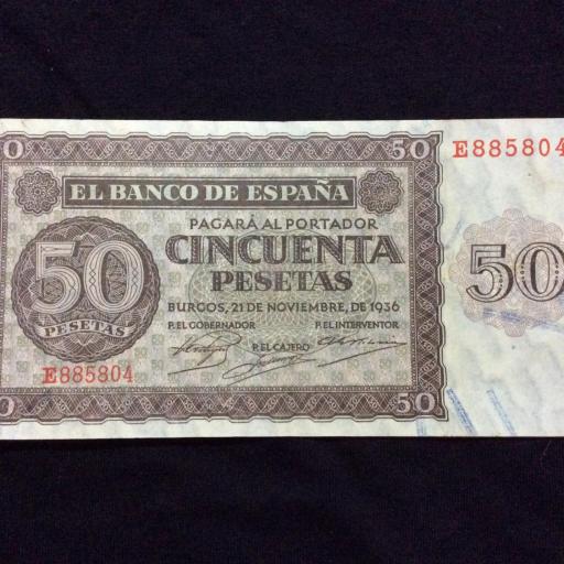 50 PESETAS 1936 - GUERRA CIVIL - BURGOS 