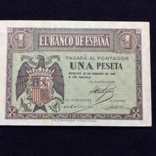 1 PESETA 1938 - GUERRA CIVIL - BURGOS 28 DE FEBRERO 