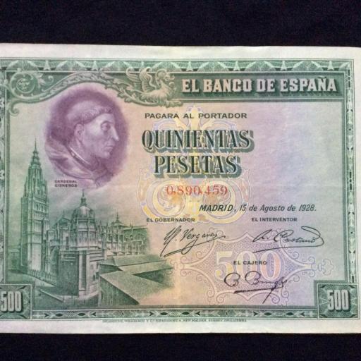 500 PESETAS 1928  - CARDENAL CISNEROS 