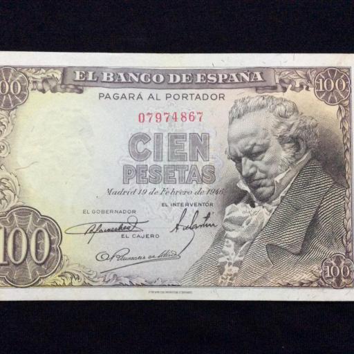 100 PESETAS 1946 - SIN SERIE - GOYA 