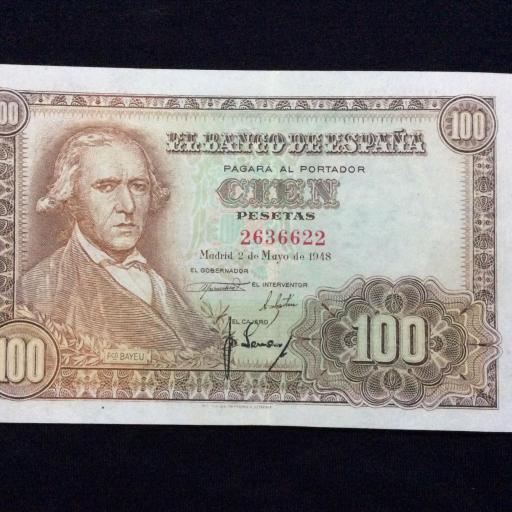 100 PESETAS 1948 - SIN SERIE - BAYEU 