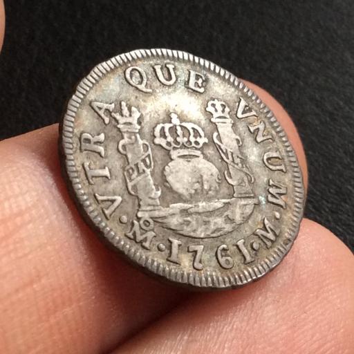 1 REAL 1761 - COLUMNARIO CARLOS III - MEXICO  [2]