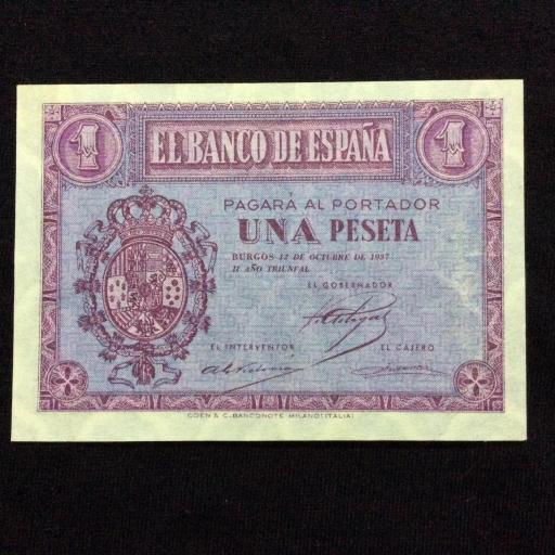 1 PESETA 1937 - GUERRA CIVIL - BURGOS - SIN CIRCULAR