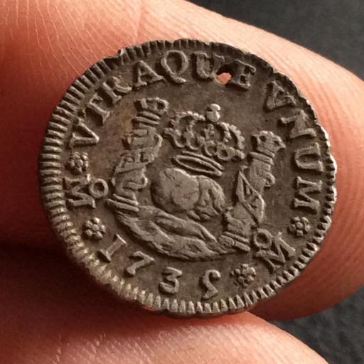 COLUMNARIO 1/2 REAL 1735 - FELIPE V - MEXICO  [3]