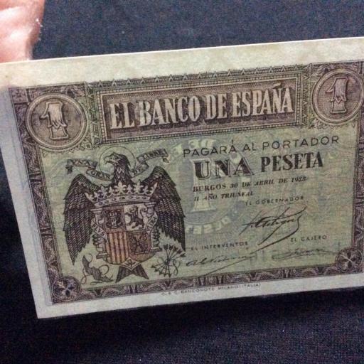 1 PESETA 1938 - GUERRA CIVIL - BURGOS 30 DE ABRIL  [2]