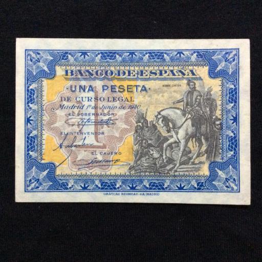 1 PESETA 1940 - HERNÁN CORTÉS - SIN SERIE - SIN CIRCULAR 