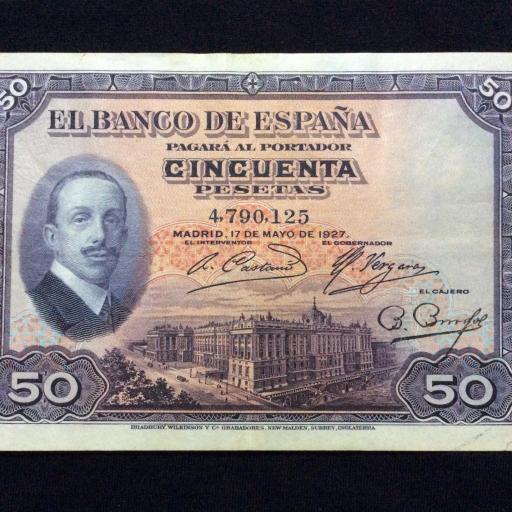 50 PESETAS 1927 - ALFONSO XIII - SELLÓ EN SECO