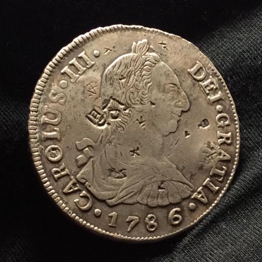 8 REALES 1786/5 - POTOSI - CARLOS II - RESELLOS CHINOS 