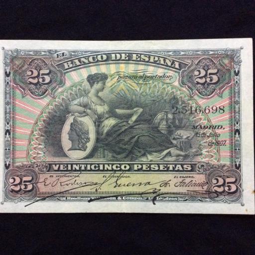 25 PESETAS 1907 - ALEGORIAS - SIN SERIE 