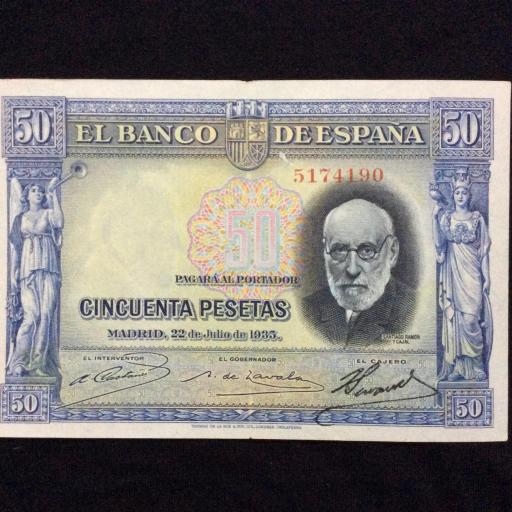 50 PESETAS 1935 - RAMON Y CAJAL - AZUL