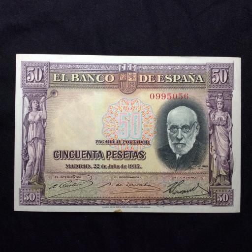 50 PESETAS 1935 - RAMON Y CAJAL - SIN CIRCULAR