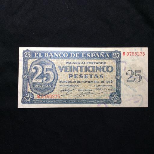 25 PESETAS 1936 - GUERRA CIVIL - BURGOS - PLANCHA