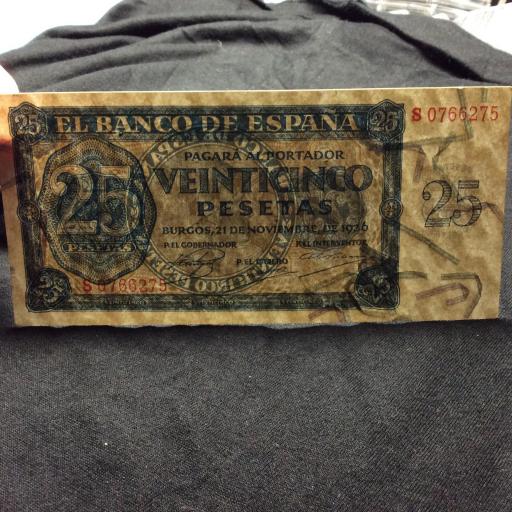 25 PESETAS 1936 - GUERRA CIVIL - BURGOS - PLANCHA [2]