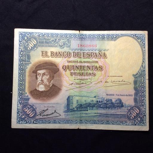 500 PESETAS 1935 - HERNÁN CORTÉS - ESCASO